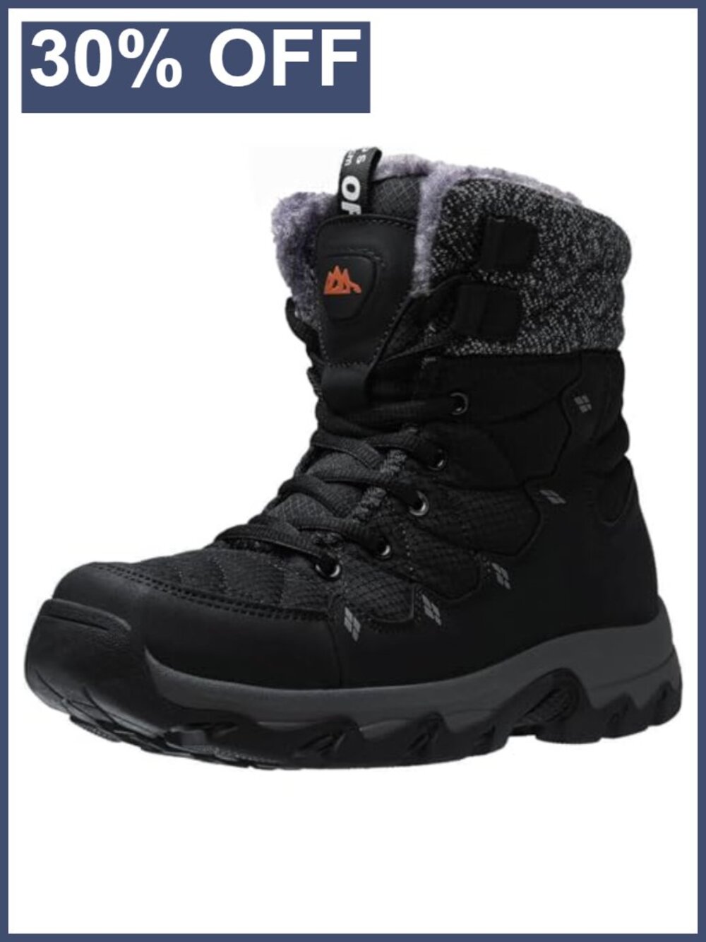 Mens Winter Snow Boots Water Resistant Non Slip Faux Fur Lined